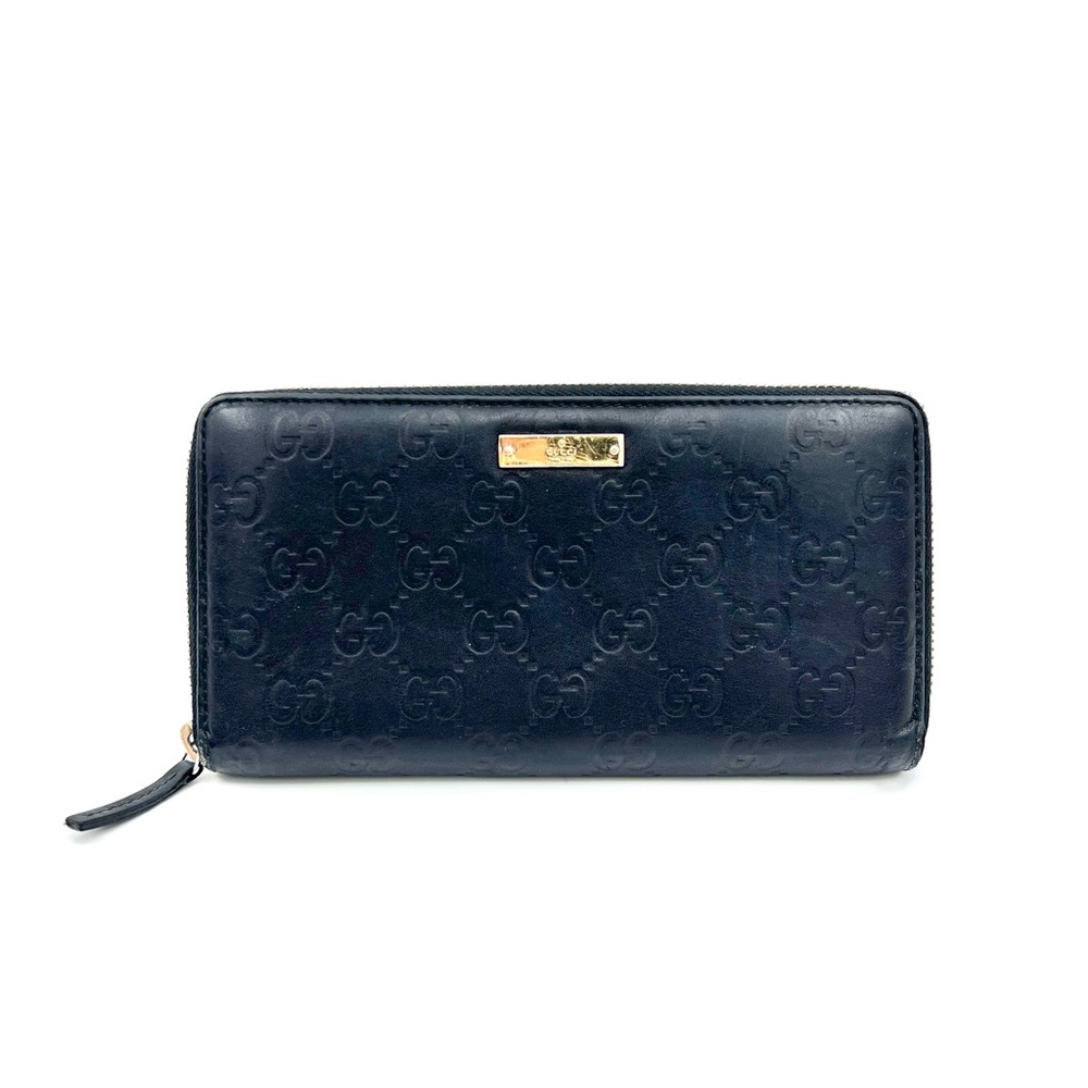 Gucci GG Black Leather Zip Around Wallet
